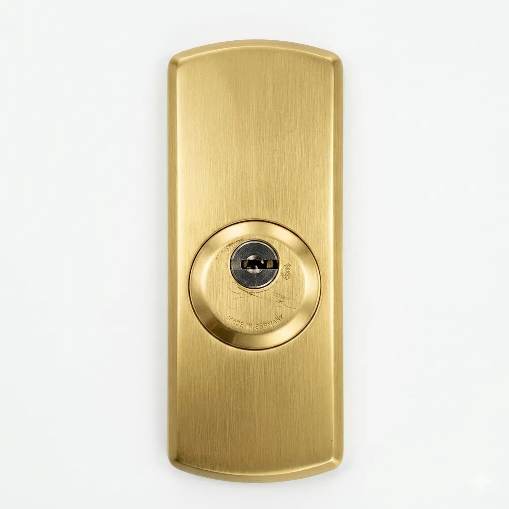 Escudo protector de acero reforzado instalado en puerta principal